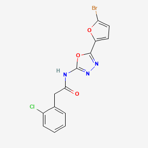 N-(5-(5-bromofuran-2-yl)-1,3,4-oxadiazol-2-yl)-2-(2-chlorophenyl)acetamide
