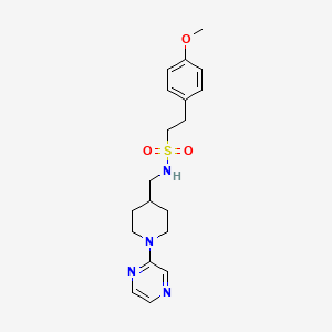 molecular formula C19H26N4O3S B2587783 2-(4-methoxyphenyl)-N-((1-(pyrazin-2-yl)piperidin-4-yl)methyl)ethanesulfonamide CAS No. 1396888-14-4