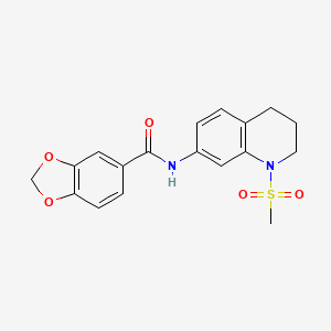 molecular formula C18H18N2O5S B2587785 N-(1-methylsulfonyl-3,4-dihydro-2H-quinolin-7-yl)-1,3-benzodioxole-5-carboxamide CAS No. 946224-73-3