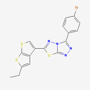 molecular formula C17H11BrN4S3 B2587787 3-(4-Bromophenyl)-6-(5-ethylthieno[2,3-b]thiophen-3-yl)-[1,2,4]triazolo[3,4-b][1,3,4]thiadiazole CAS No. 537017-07-5