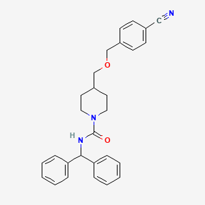 molecular formula C28H29N3O2 B2587795 N-benzhydryl-4-(((4-cyanobenzyl)oxy)methyl)piperidine-1-carboxamide CAS No. 1396750-79-0