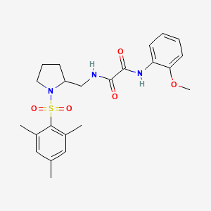 molecular formula C23H29N3O5S B2587798 N1-((1-(mesitylsulfonyl)pyrrolidin-2-yl)methyl)-N2-(2-methoxyphenyl)oxalamide CAS No. 887862-53-5