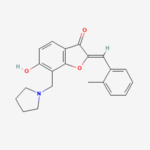 molecular formula C21H21NO3 B2587829 (Z)-6-hydroxy-2-(2-methylbenzylidene)-7-(pyrrolidin-1-ylmethyl)benzofuran-3(2H)-one CAS No. 896837-46-0