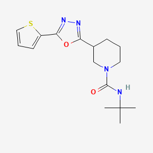 molecular formula C16H22N4O2S B2587834 N-(叔丁基)-3-(5-(噻吩-2-基)-1,3,4-恶二唑-2-基)哌啶-1-甲酰胺 CAS No. 1105227-81-3