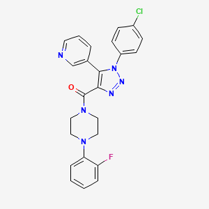 molecular formula C24H20ClFN6O B2587837 (1-(4-chlorophenyl)-5-(pyridin-3-yl)-1H-1,2,3-triazol-4-yl)(4-(2-fluorophenyl)piperazin-1-yl)methanone CAS No. 1326935-93-6