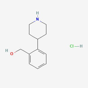 molecular formula C12H18ClNO B2587845 (2-Piperidin-4-yl-phenyl)-methanol hydrochloride CAS No. 371981-27-0