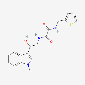 molecular formula C18H19N3O3S B2587846 N1-(2-hydroxy-2-(1-methyl-1H-indol-3-yl)ethyl)-N2-(thiophen-2-ylmethyl)oxalamide CAS No. 1448047-43-5