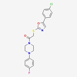molecular formula C21H19ClFN3O2S B2587854 1-({[5-(4-Chlorophenyl)-1,3-oxazol-2-yl]thio}acetyl)-4-(4-fluorophenyl)piperazine CAS No. 1021264-54-9