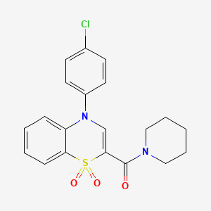 molecular formula C20H19ClN2O3S B2587864 [4-(4-chlorophenyl)-1,1-dioxido-4H-1,4-benzothiazin-2-yl](piperidin-1-yl)methanone CAS No. 1251551-15-1