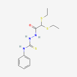 molecular formula C13H19N3OS3 B2587868 2-[2,2-bis(ethylsulfanyl)acetyl]-N-phenyl-1-hydrazinecarbothioamide CAS No. 338394-30-2