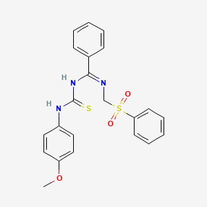 (Z)-N-((4-methoxyphenyl)carbamothioyl)-N'-((phenylsulfonyl)methyl)benzimidamide
