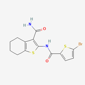 molecular formula C14H13BrN2O2S2 B2587878 2-(5-Bromothiophene-2-carboxamido)-4,5,6,7-tetrahydrobenzo[b]thiophene-3-carboxamide CAS No. 391224-27-4