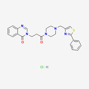 molecular formula C25H26ClN5O2S B2587899 3-(3-oxo-3-(4-((2-phenylthiazol-4-yl)methyl)piperazin-1-yl)propyl)quinazolin-4(3H)-one hydrochloride CAS No. 1351619-83-4