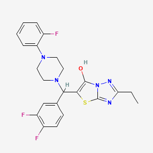 molecular formula C23H22F3N5OS B2587901 5-((3,4-Difluorophenyl)(4-(2-fluorophenyl)piperazin-1-yl)methyl)-2-ethylthiazolo[3,2-b][1,2,4]triazol-6-ol CAS No. 886914-61-0