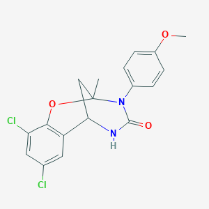 molecular formula C18H16Cl2N2O3 B2587902 8,10-dichloro-3-(4-methoxyphenyl)-2-methyl-5,6-dihydro-2H-2,6-methanobenzo[g][1,3,5]oxadiazocin-4(3H)-one CAS No. 899986-92-6