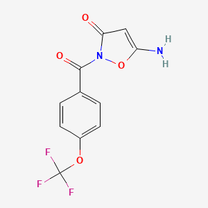molecular formula C11H7F3N2O4 B2587923 5-氨基-2-{[4-(三氟甲氧基)苯基]羰基}-1,2-恶唑-3(2H)-酮 CAS No. 1807977-19-0
