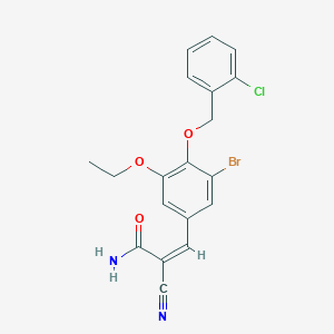 (Z)-3-[3-bromo-4-[(2-chlorophenyl)methoxy]-5-ethoxyphenyl]-2-cyanoprop-2-enamide