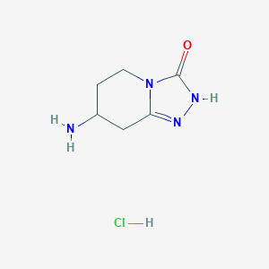 molecular formula C6H11ClN4O B2587933 7-アミノ-5,6,7,8-テトラヒドロ-2H-[1,2,4]トリアゾロ[4,3-a]ピリジン-3-オン;塩酸塩 CAS No. 2243513-84-8