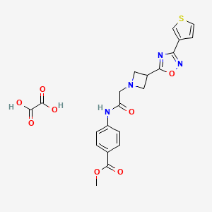 molecular formula C21H20N4O8S B2587934 Methyl 4-(2-(3-(3-(thiophen-3-yl)-1,2,4-oxadiazol-5-yl)azetidin-1-yl)acetamido)benzoate oxalate CAS No. 1396888-55-3