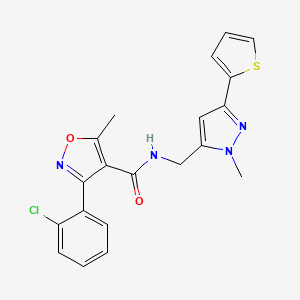 3-(2-chlorophenyl)-5-methyl-N-{[1-methyl-3-(thiophen-2-yl)-1H-pyrazol-5-yl]methyl}-1,2-oxazole-4-carboxamide