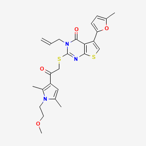 2-({2-[1-(2-methoxyethyl)-2,5-dimethyl-1H-pyrrol-3-yl]-2-oxoethyl}sulfanyl)-5-(5-methylfuran-2-yl)-3-(prop-2-en-1-yl)-3H,4H-thieno[2,3-d]pyrimidin-4-one