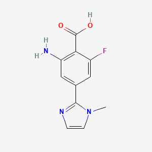 molecular formula C11H10FN3O2 B2587952 2-氨基-6-氟-4-(1-甲基咪唑-2-基)苯甲酸 CAS No. 2138221-90-4
