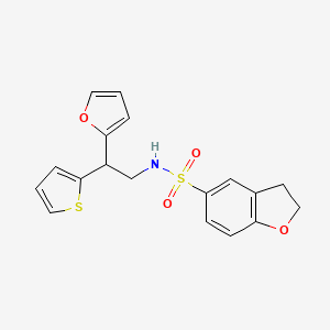 molecular formula C18H17NO4S2 B2587955 N-[2-(呋喃-2-基)-2-(噻吩-2-基)乙基]-2,3-二氢-1-苯并呋喃-5-磺酰胺 CAS No. 2097904-06-6