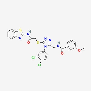 molecular formula C26H20Cl2N6O3S2 B2587972 N-((5-((2-(benzo[d]thiazol-2-ylamino)-2-oxoethyl)thio)-4-(3,4-dichlorophenyl)-4H-1,2,4-triazol-3-yl)methyl)-3-methoxybenzamide CAS No. 391918-71-1