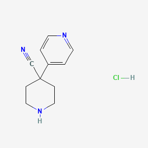 molecular formula C11H14ClN3 B2587974 4-Cyano-4-(pyridin-4-yl)piperidinium chloride CAS No. 167262-93-3