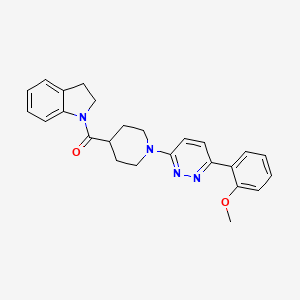 molecular formula C25H26N4O2 B2587984 Indolin-1-yl(1-(6-(2-methoxyphenyl)pyridazin-3-yl)piperidin-4-yl)methanone CAS No. 1203263-14-2
