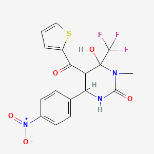 6-Hydroxy-1-methyl-4-(4-nitrophenyl)-5-(thiophene-2-carbonyl)-6-(trifluoromethyl)-1,3-diazinan-2-one