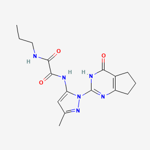 molecular formula C16H20N6O3 B2588003 N1-(3-methyl-1-(4-oxo-4,5,6,7-tetrahydro-3H-cyclopenta[d]pyrimidin-2-yl)-1H-pyrazol-5-yl)-N2-propyloxalamide CAS No. 1014028-12-6