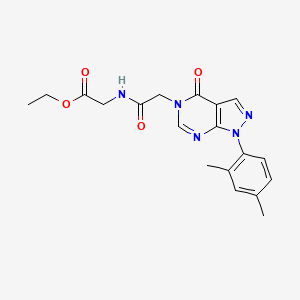 molecular formula C19H21N5O4 B2588011 乙基 2-[[2-[1-(2,4-二甲苯基)-4-氧代吡唑并[3,4-d]嘧啶-5-基]乙酰]氨基]乙酸酯 CAS No. 895001-37-3