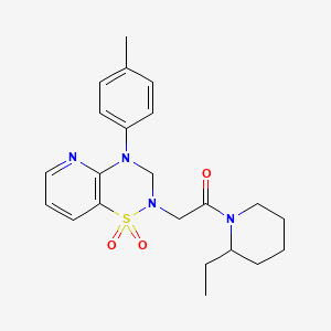 molecular formula C22H28N4O3S B2588013 2-(1,1-二氧化-4-(对甲苯基)-3,4-二氢-2H-吡啶并[2,3-e][1,2,4]噻二嗪-2-基)-1-(2-乙基哌啶-1-基)乙酮 CAS No. 1251561-16-6