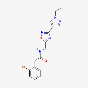 molecular formula C16H16BrN5O2 B2588020 2-(2-溴苯基)-N-((3-(1-乙基-1H-吡唑-4-基)-1,2,4-恶二唑-5-基)甲基)乙酰胺 CAS No. 2034230-03-8