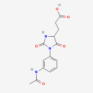 molecular formula C14H15N3O5 B2588026 3-{1-[3-(Acetylamino)phenyl]-2,5-dioxoimidazolidin-4-yl}propanoic acid CAS No. 1910790-66-7