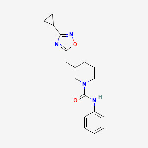 molecular formula C18H22N4O2 B2588027 3-((3-cyclopropyl-1,2,4-oxadiazol-5-yl)methyl)-N-phenylpiperidine-1-carboxamide CAS No. 1705244-37-6