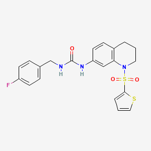 molecular formula C21H20FN3O3S2 B2588036 1-(4-Fluorobenzyl)-3-(1-(thiophen-2-ylsulfonyl)-1,2,3,4-tetrahydroquinolin-7-yl)urea CAS No. 1203396-39-7
