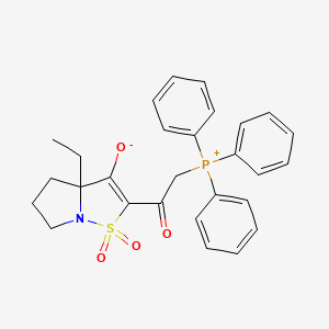 molecular formula C28H28NO4PS B2588052 3a-乙基-1,1-二氧代-2-(2-三苯基膦酰乙酰)-5,6-二氢-4H-吡咯并[1,2-b][1,2]噻唑-3-醇盐 CAS No. 2623990-79-2