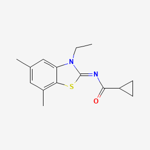 molecular formula C15H18N2OS B2588060 N-(3-ethyl-5,7-dimethyl-1,3-benzothiazol-2-ylidene)cyclopropanecarboxamide CAS No. 868370-11-0