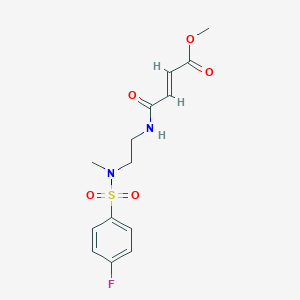 molecular formula C14H17FN2O5S B2588065 Methyl (E)-4-[2-[(4-fluorophenyl)sulfonyl-methylamino]ethylamino]-4-oxobut-2-enoate CAS No. 2411326-70-8