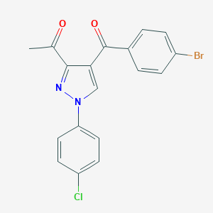 molecular formula C18H12BrClN2O2 B258807 1-[4-(4-Bromobenzoyl)-1-(4-chlorophenyl)pyrazol-3-yl]ethanone 