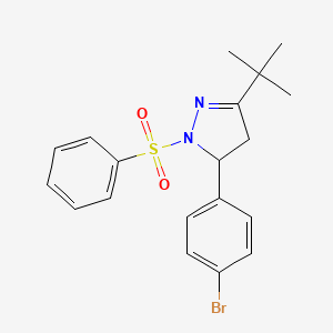 molecular formula C19H21BrN2O2S B2588070 1-(benzenesulfonyl)-5-(4-bromophenyl)-3-tert-butyl-4,5-dihydro-1H-pyrazole CAS No. 899350-84-6
