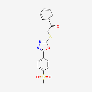 2-((5-(4-(Methylsulfonyl)phenyl)-1,3,4-oxadiazol-2-yl)thio)-1-phenylethanone