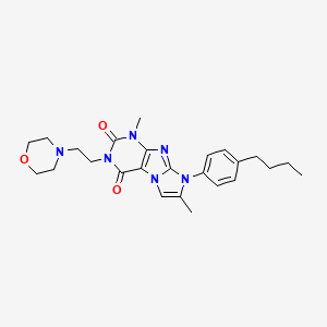 molecular formula C25H32N6O3 B2588075 8-(4-butylphenyl)-1,7-dimethyl-3-(2-morpholinoethyl)-1H-imidazo[2,1-f]purine-2,4(3H,8H)-dione CAS No. 896300-47-3