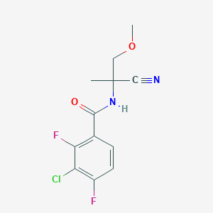 molecular formula C12H11ClF2N2O2 B2588079 3-chloro-N-(1-cyano-2-methoxy-1-methylethyl)-2,4-difluorobenzamide CAS No. 1797913-22-4