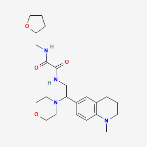 molecular formula C23H34N4O4 B2588085 N1-(2-(1-methyl-1,2,3,4-tetrahydroquinolin-6-yl)-2-morpholinoethyl)-N2-((tetrahydrofuran-2-yl)methyl)oxalamide CAS No. 921924-78-9