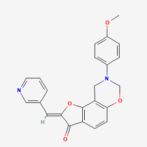 molecular formula C23H18N2O4 B2588095 (Z)-8-(4-methoxyphenyl)-2-(pyridin-3-ylmethylene)-8,9-dihydro-2H-benzofuro[7,6-e][1,3]oxazin-3(7H)-one CAS No. 951964-33-3