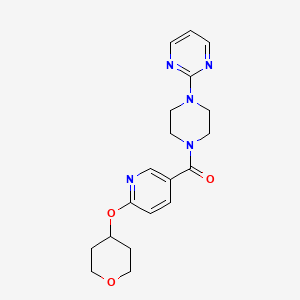 molecular formula C19H23N5O3 B2588096 (4-(pyrimidin-2-yl)piperazin-1-yl)(6-((tetrahydro-2H-pyran-4-yl)oxy)pyridin-3-yl)methanone CAS No. 1903876-63-0