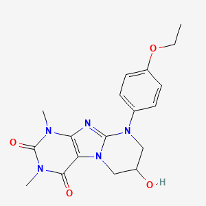 molecular formula C18H21N5O4 B2588098 9-(4-ethoxyphenyl)-7-hydroxy-1,3-dimethyl-6,7,8,9-tetrahydropyrimido[2,1-f]purine-2,4(1H,3H)-dione CAS No. 80248-91-5